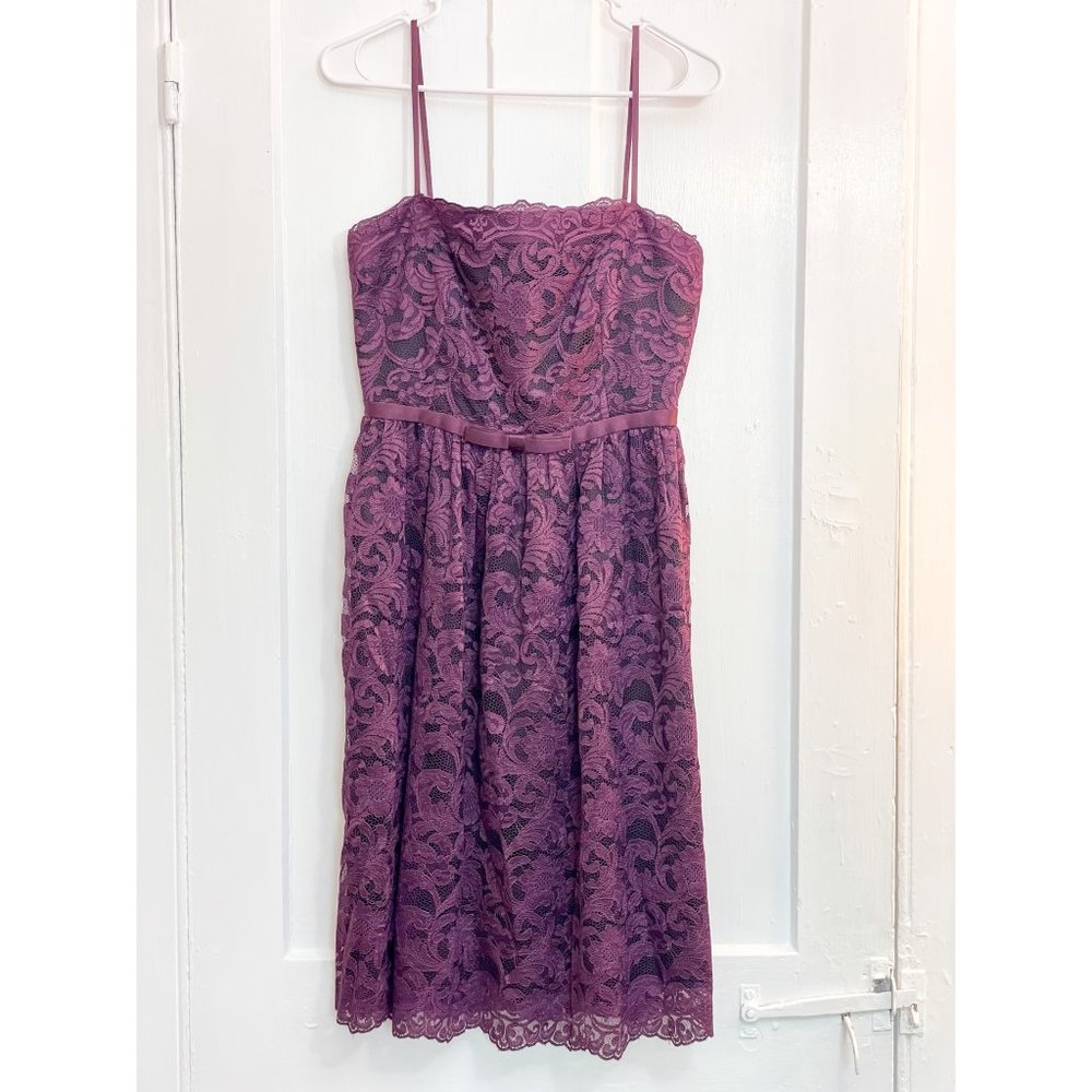 Adolfo Dominguez Dress Purple Lace Strap Dress || Size 38